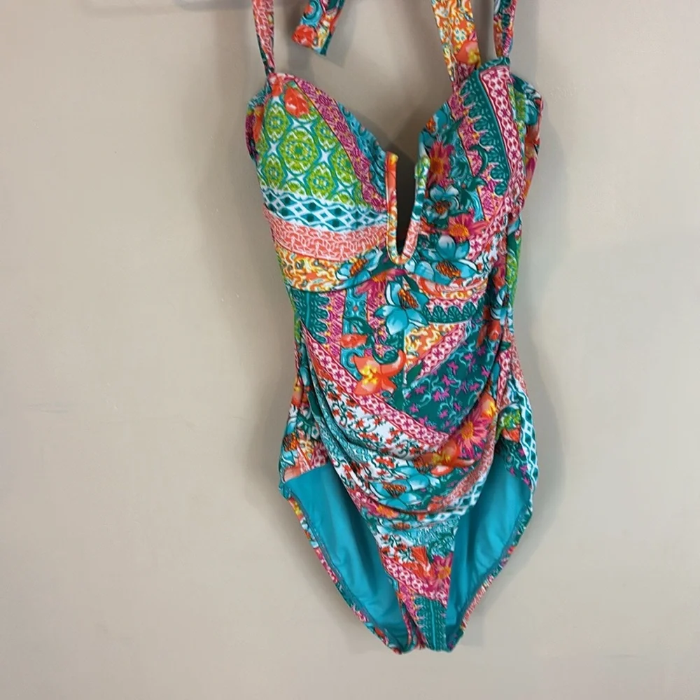 Into the Bleu by American Vibrant mixed Print Swimsuit with Matching Cover-up 14 - Picture 1 of 16